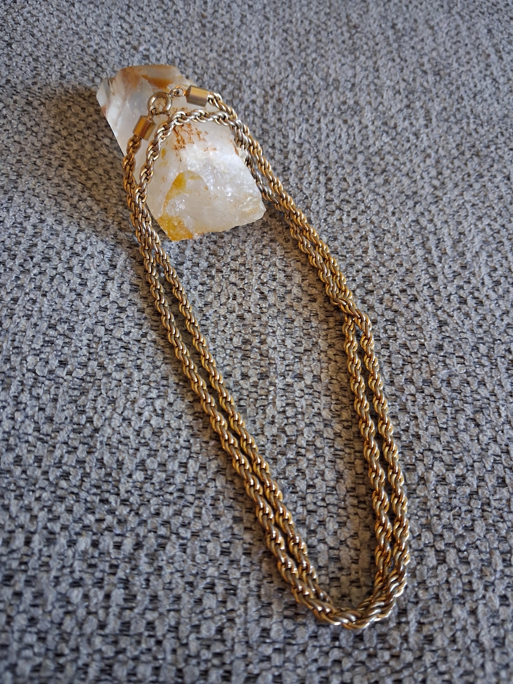 Vintage Gold-Tone Twisted Rope Chain Necklace - Women Jewelry